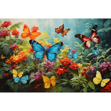 Acrylic Canvas of Flowers and Butterflies